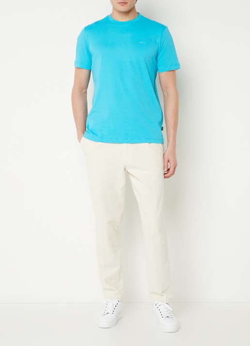 BOSS Thompson T-shirt met logo - voorkant 2 turquoise