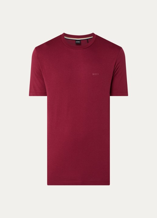 BOSS Thompson T-shirt met logo - voorkant bordeauxrood