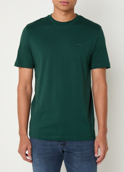 BOSS Thompson T-shirt met logo - detail 2 groen