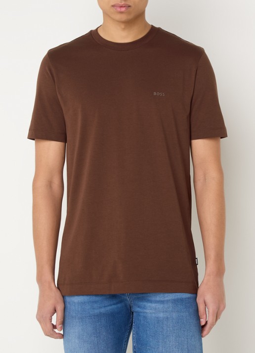 BOSS Thompson T-shirt met logo - detail 4 donkerbruin