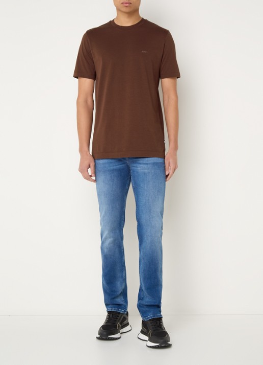 BOSS Thompson T-shirt met logo - voorkant 3 donkerbruin