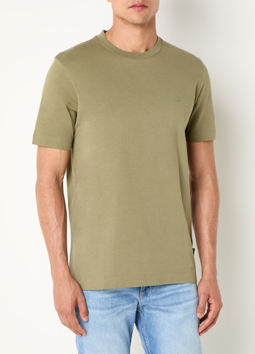BOSS Thompson T-shirt met logo - detail 4 mosgroen