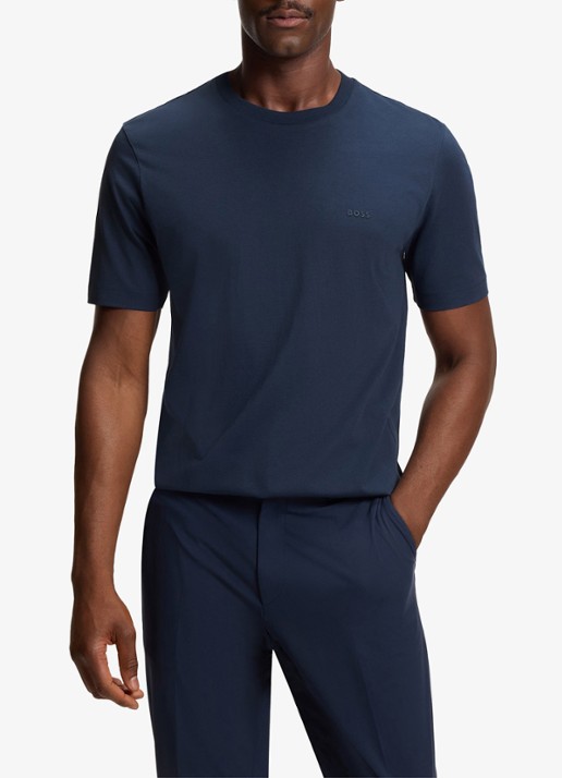 BOSS Thompson T-shirt met logo - detail royalblauw
