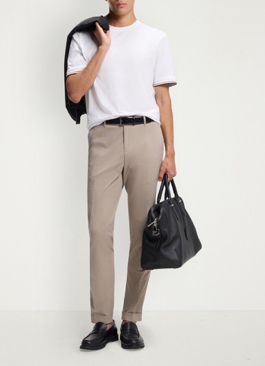 BOSS Thompson T-shirt met stretch - voorkant 2 wit