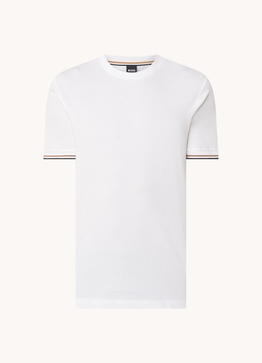 BOSS Thompson T-shirt met stretch - voorkant 3 wit