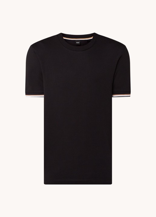 BOSS Thompson T-shirt met stretch - voorkant zwart