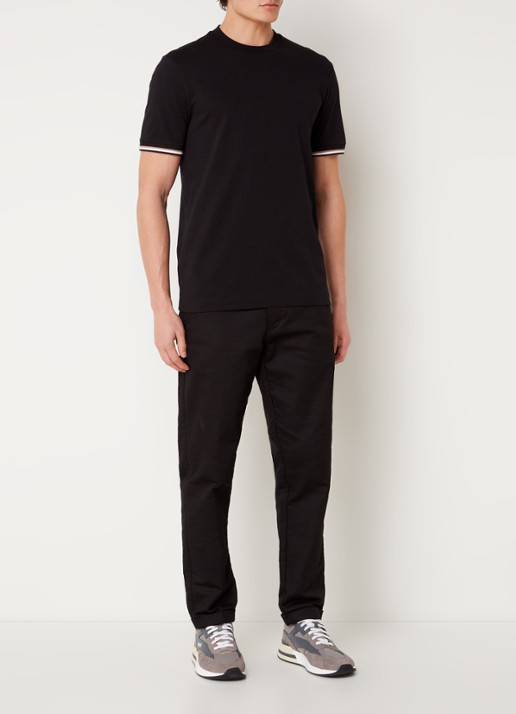 BOSS Thompson T-shirt met stretch - voorkant 2 zwart