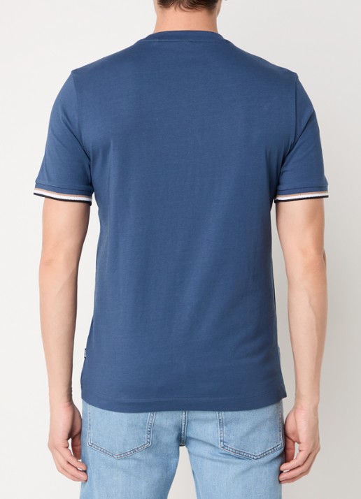 BOSS Thompson T-shirt met stretch - achterkant 3 petrol