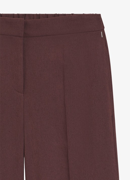 BOSS Tianala high waist loose fit korte broek met plooien - detail 6 dark brown-206 / bruin