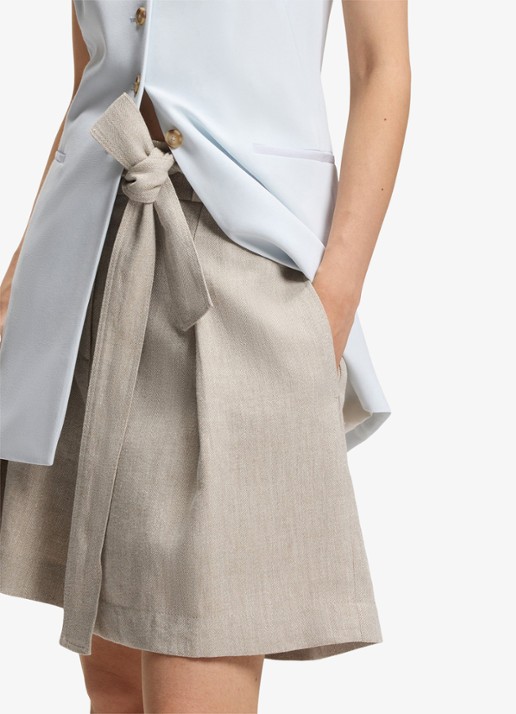 BOSS Tojuna loose fit korte broek in linnenblend - detail 3 beige