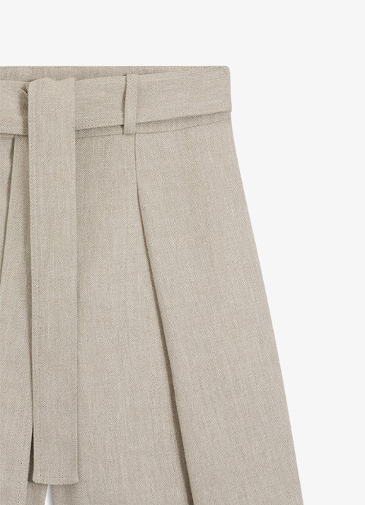 BOSS Tojuna loose fit korte broek in linnenblend - detail 4 beige