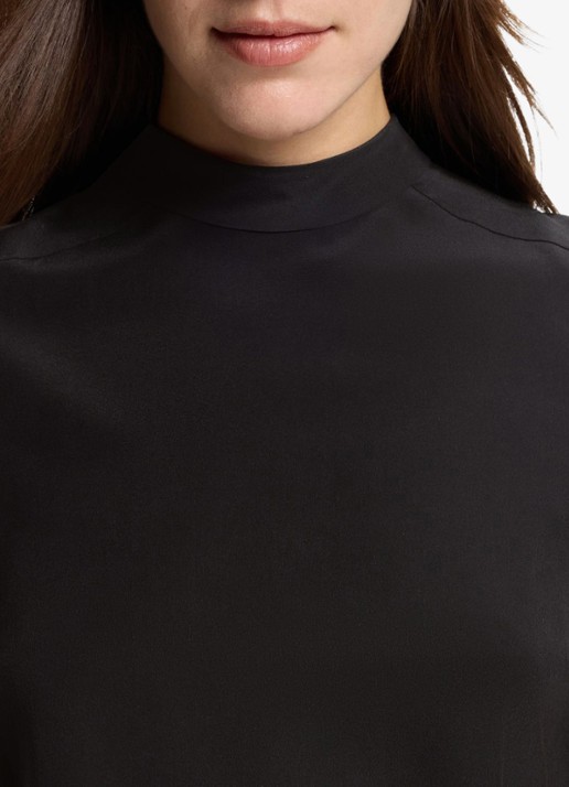 BOSS Top van zijde met strikdetail - detail 3 zwart