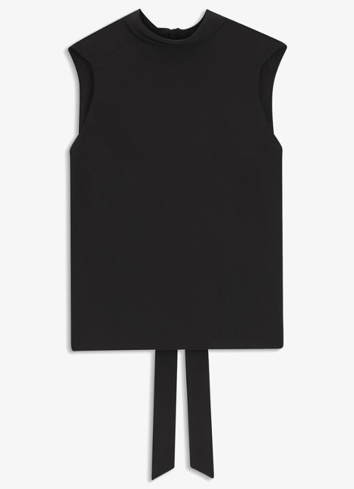 BOSS Top van zijde met strikdetail - voorkant 5 zwart