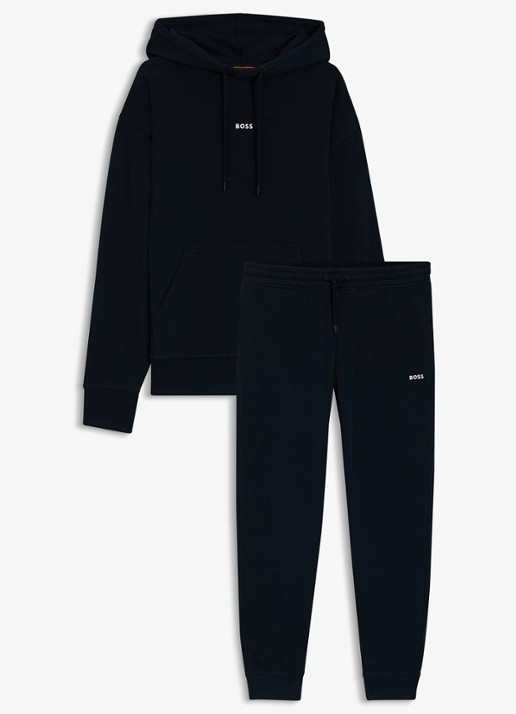 BOSS Trainingspak met steekzakken en logo - voorkant donkerblauw