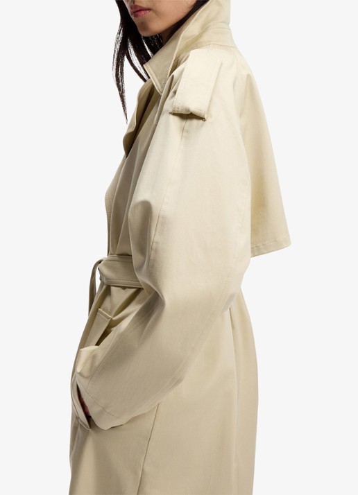 BOSS Trenchcoat met ceintuur en steekzakken - detail 4 open beige-287 / beige