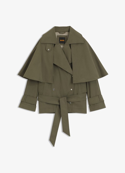 BOSS Trenchcoat met waterafstotende coating - voorkant 4 mosgroen