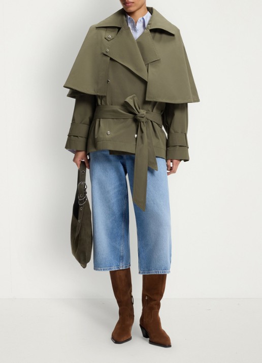 BOSS Trenchcoat met waterafstotende coating - voorkant 5 mosgroen