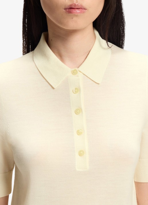 BOSS Trui van merinowol met korte mouwen en polokraag - detail 4 beige