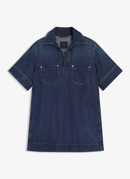 BOSS Tuniekjurk van denim - voorkant denim