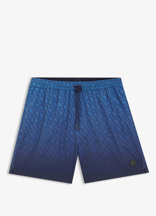 BOSS Vale zwemshorts met logoprint - voorkant 4 donkerblauw