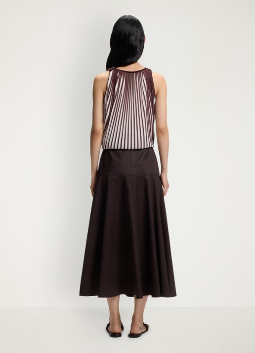 BOSS Vusola midi rok met ceintuur - achterkant 5 dark brown-207 / bruin