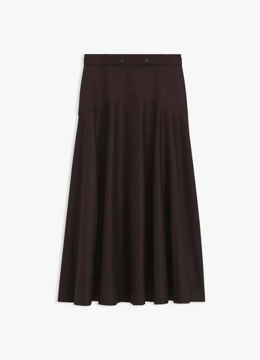 BOSS Vusola midi rok met ceintuur - voorkant dark brown-207 / bruin