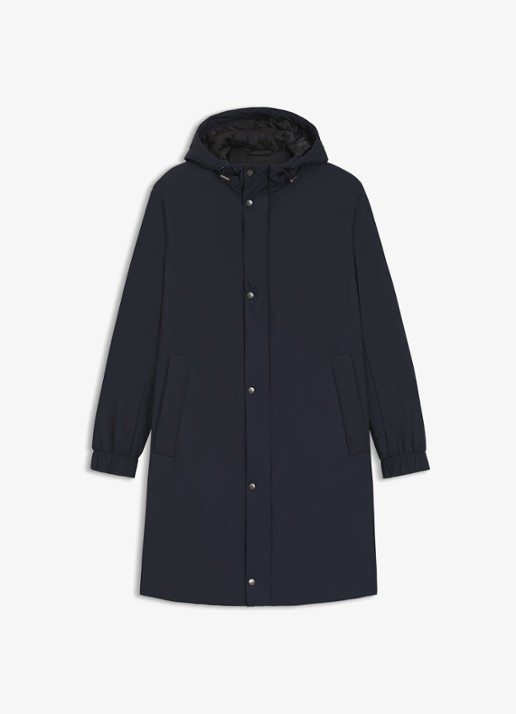 BOSS Waterafstotende jas met capuchon en wattering - voorkant 2 donkerblauw