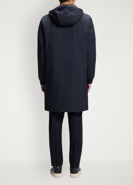 BOSS Waterafstotende jas met capuchon en wattering - achterkant donkerblauw