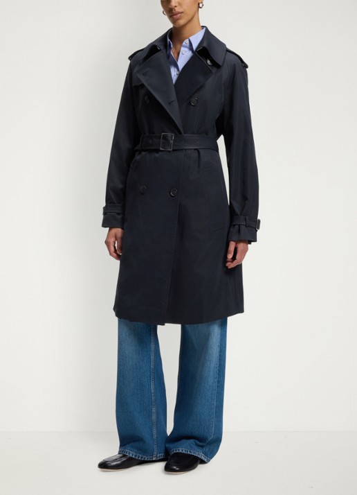 BOSS Waterafstotende trenchcoat met gespriem - detail 3 dark blue-404 / blauw
