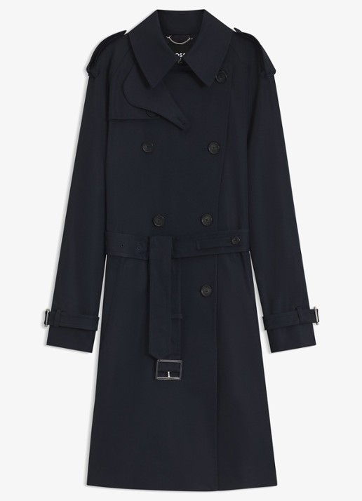 BOSS Waterafstotende trenchcoat met gespriem - voorkant dark blue-404 / blauw