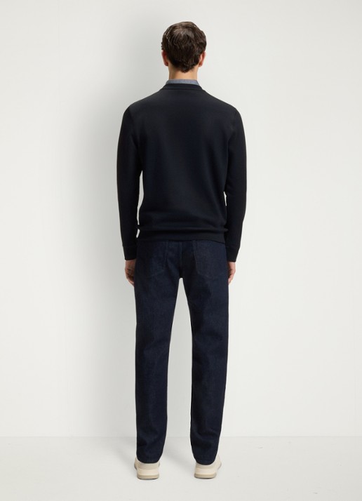 BOSS Westart sweater met logo - achterkant donkerblauw