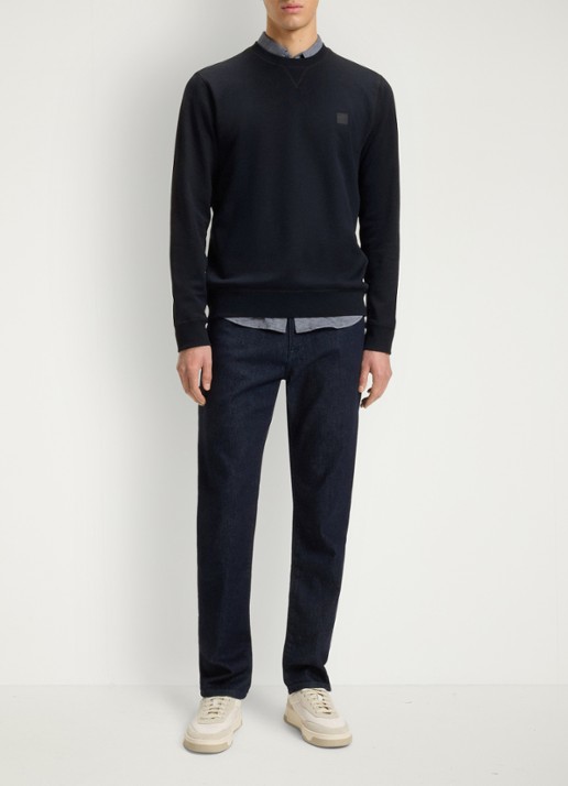 BOSS Westart sweater met logo - voorkant 3 donkerblauw