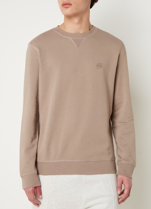 BOSS Westart sweater met logo - detail open brown-246 / bruin