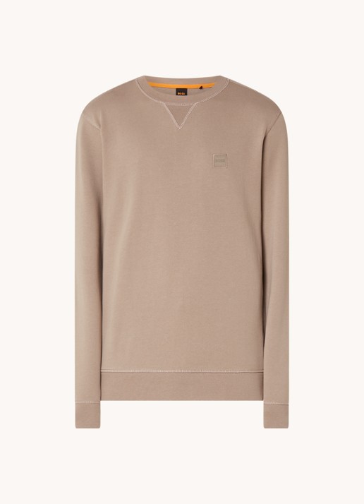 BOSS Westart sweater met logo - voorkant 3 open brown-246 / bruin