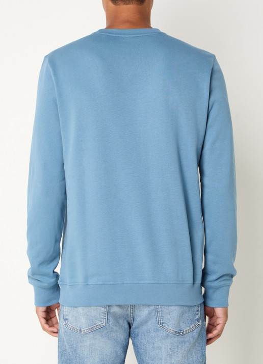 BOSS Westart sweater met logo - achterkant open blue-472 / lichtblauw