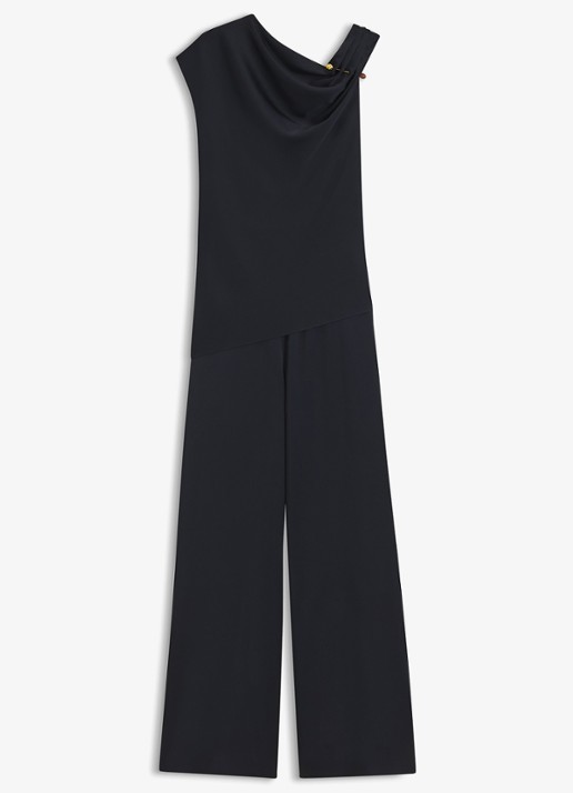 BOSS Wide fit jumpsuit met watervalhals
