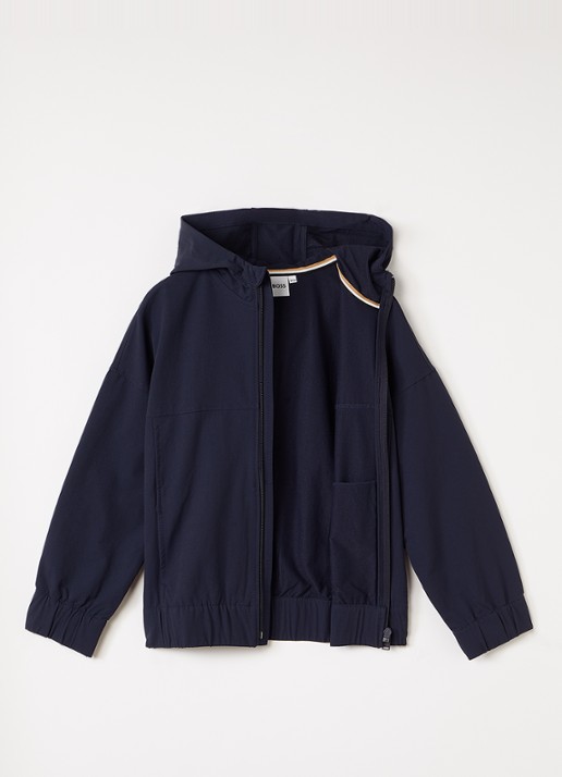 BOSS Windjack met capuchon - voorkant 2 donkerblauw