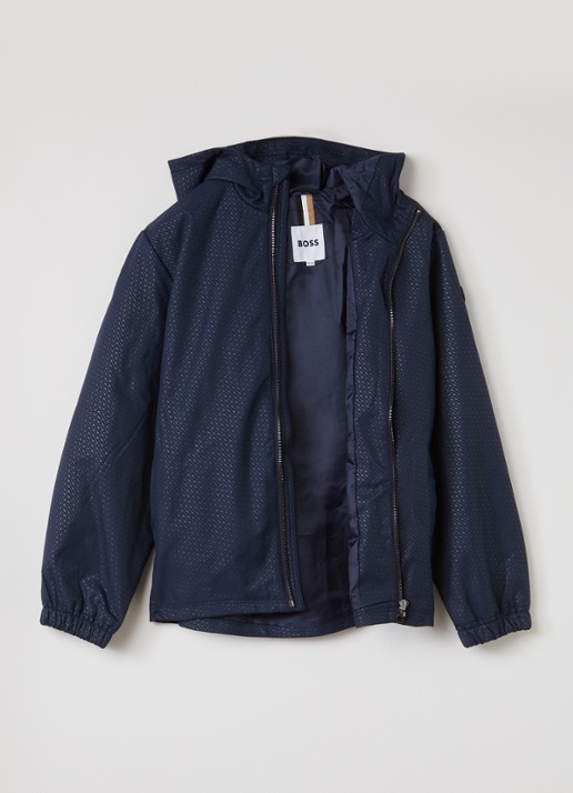 BOSS Windjack met logoprint - voorkant 2 donkerblauw