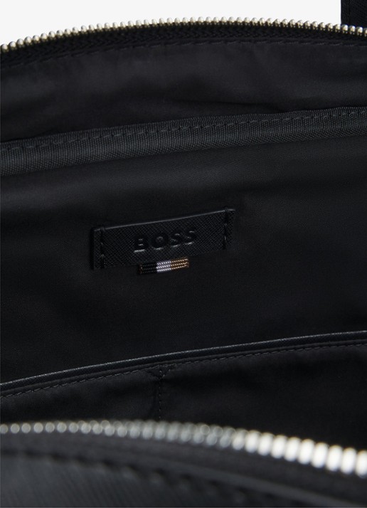 BOSS Zair businesstas van leer met 15 inch laptopvak - detail 4 zwart