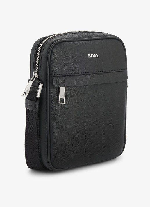 BOSS Zair crossbodytas van leer - detail 5 zwart