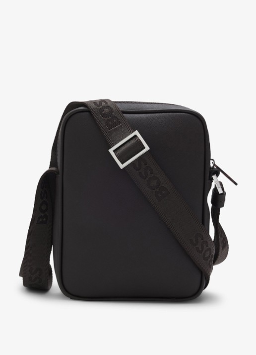 BOSS Zair crossbodytas van leer - achterkant 4 donkerbruin