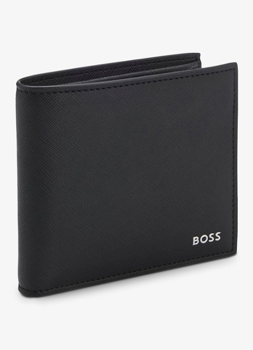 BOSS Zair portemonnee van leer met logo - detail zwart