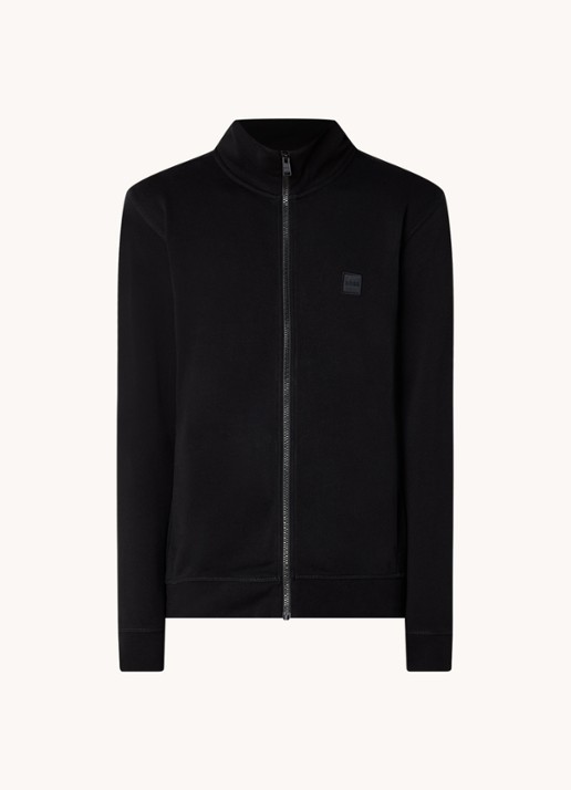 BOSS Zestart sweatvest met logo - voorkant 2 zwart