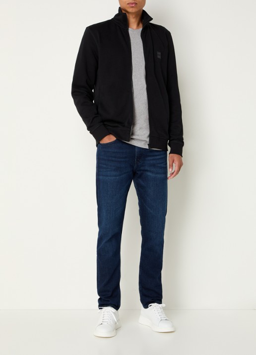 BOSS Zestart sweatvest met logo - voorkant 3 zwart
