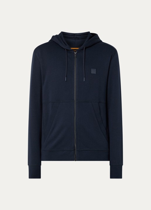 BOSS Zetalky sweatvest met logo - voorkant 3 donkerblauw