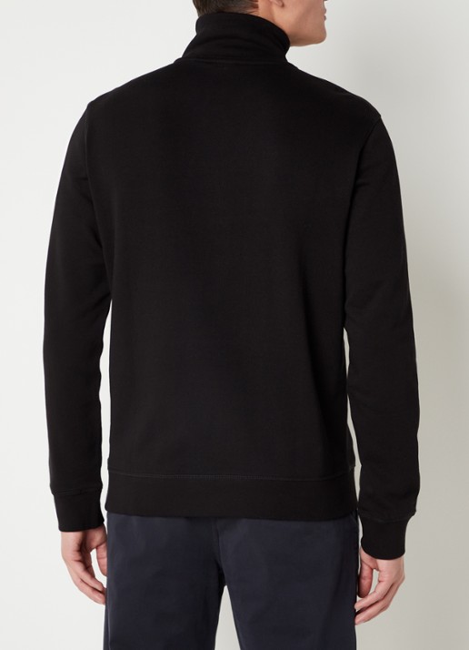 BOSS Zetrust sweater met logo en halve rits  - achterkant 5 black-001 / zwart