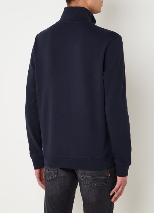BOSS Zetrust sweater met logo en halve rits  - achterkant 3 dark blue-404 / blauw