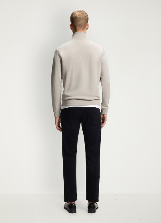 BOSS Zetrust sweater met logo en halve rits  - achterkant 5 open grey-070 / grijs