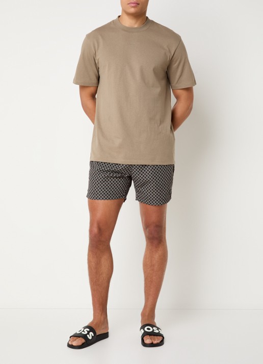 BOSS Zwemshort met microprint en logopatch - voorkant 2 black-002 / zwart