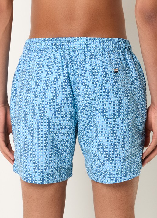 BOSS Zwemshort met microprint en logopatch - achterkant light/pastel blue-455 / blauw